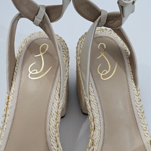 NEW Sam Edelman Immie Sandal Womens 10 Chunky Platform Block Heel Cream Leather - Picture 8 of 13